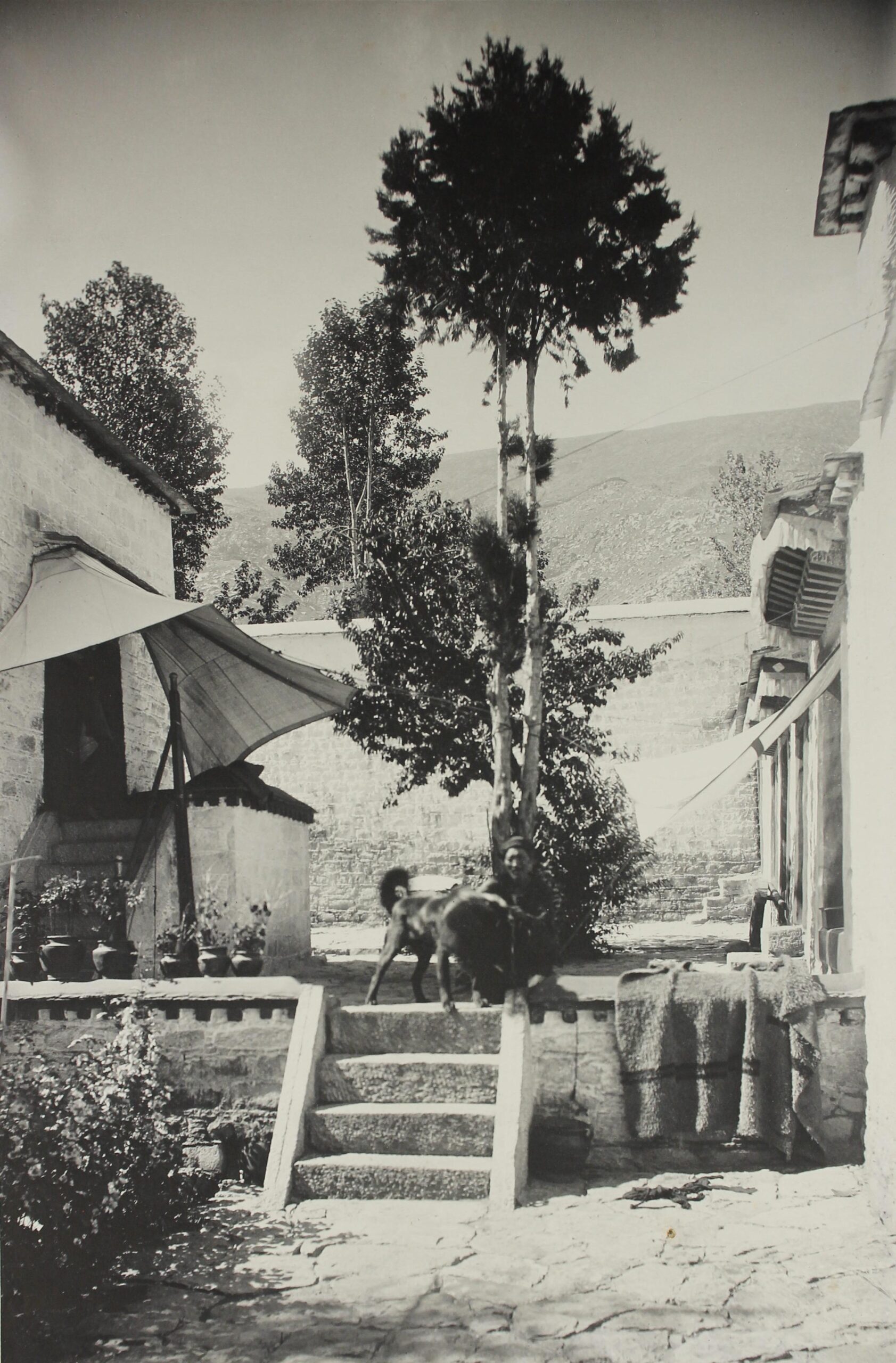 3 images of Nechung Monastery - shown side by side.